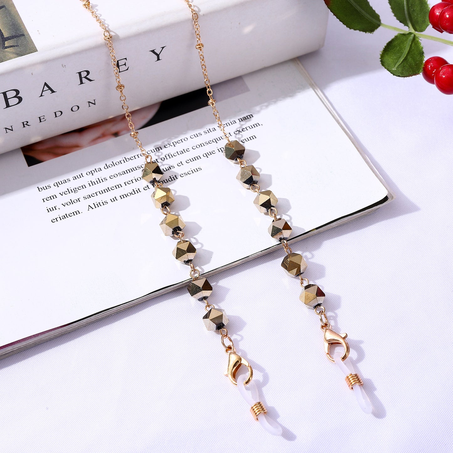 Chaine de Lunette Cristal Doré