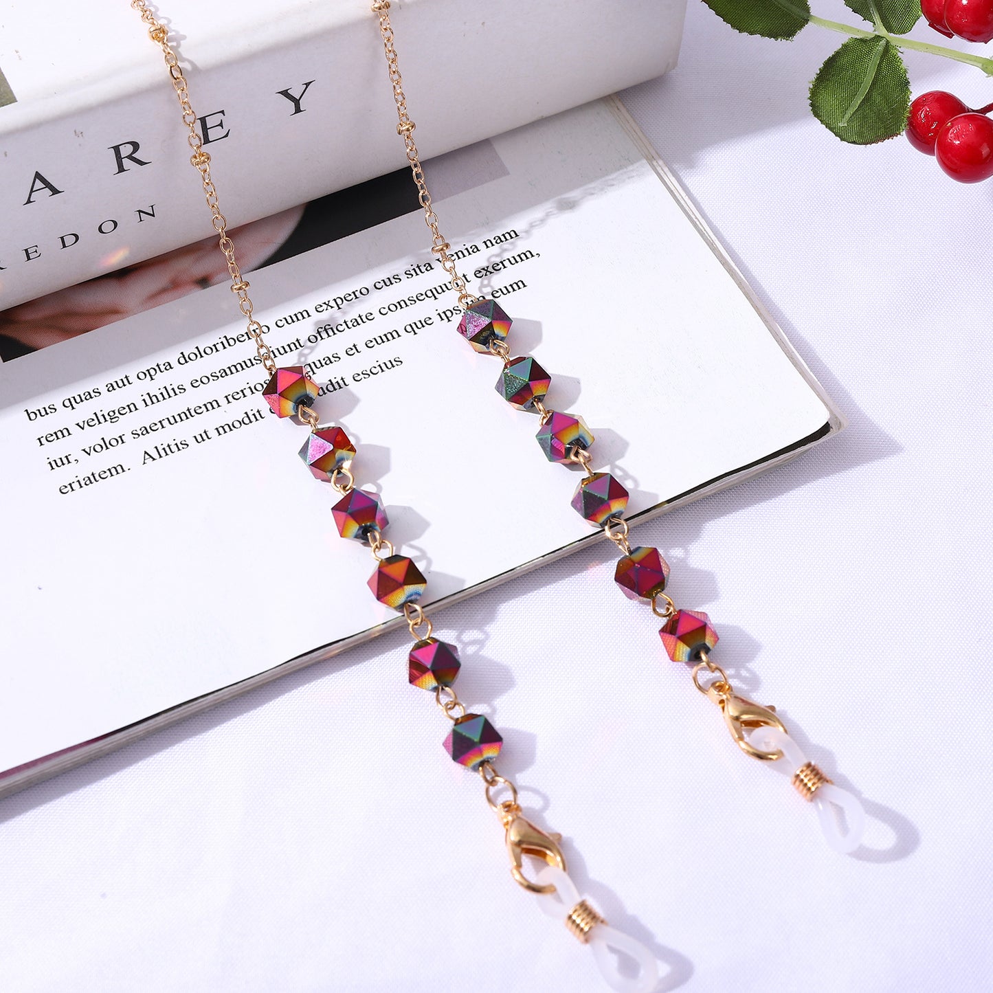 Chaine de Lunette Cristal Rouge