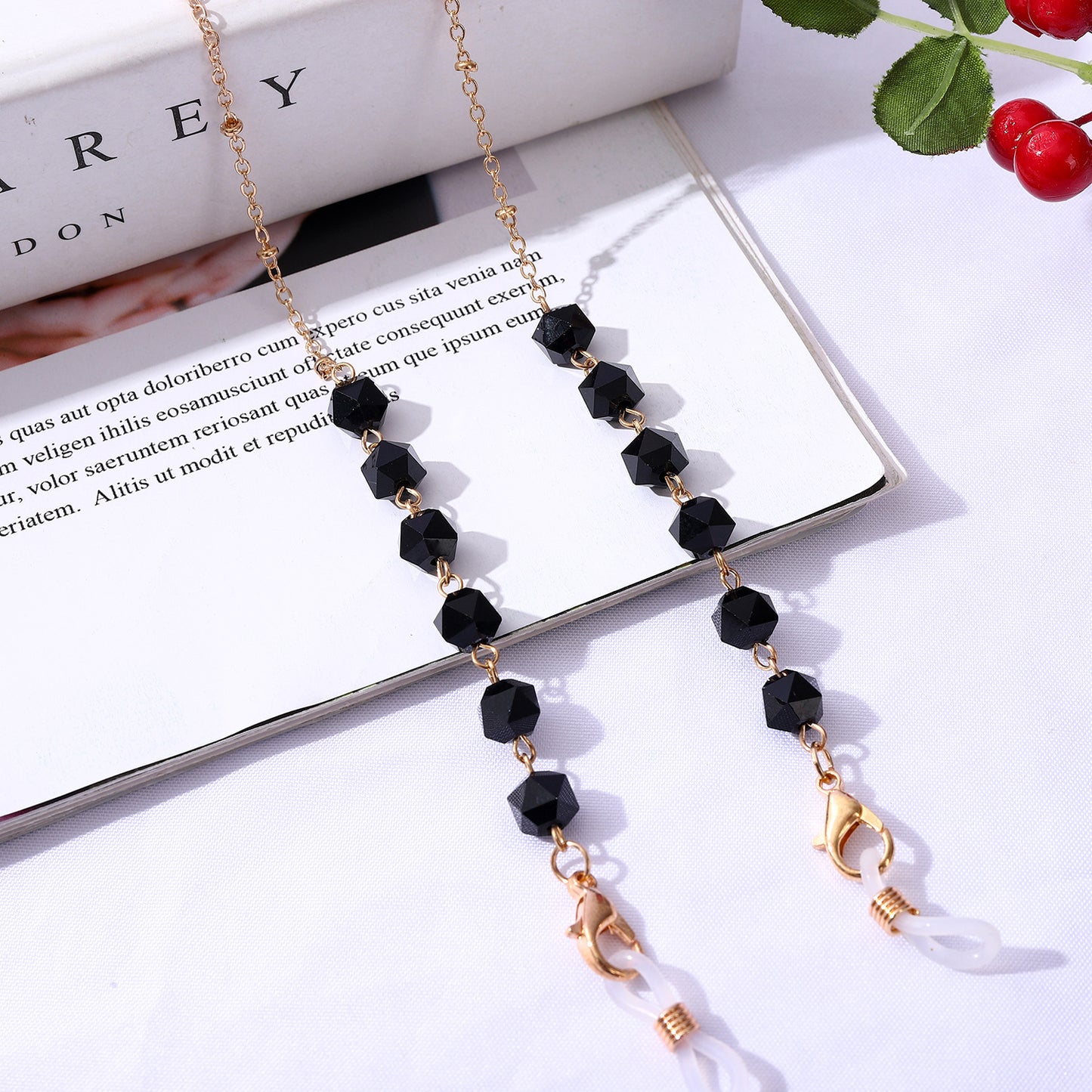 Chaine de Lunette Cristal Noir